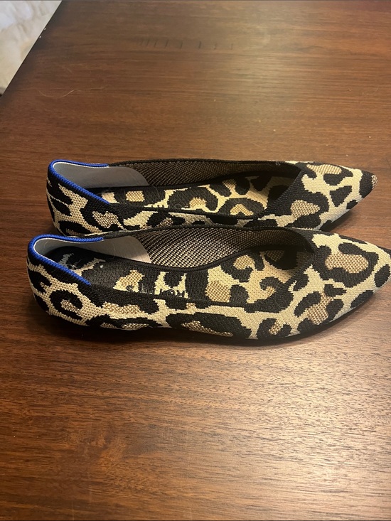 Rothy's Shoes - Rothy's Leopard Knit Pointed Flats in Black and Cream